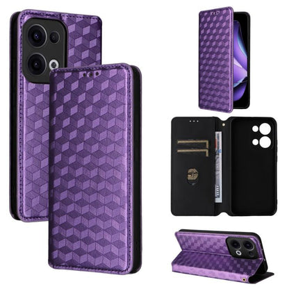 Cubic Grid Texture Flip Leather Phone Case, For OPPO A5x 5G / 4G Global, For OPPO A5 5G / 4G Global / A5M, For OPPO Reno14 Pro Global, For OPPO Reno14 Global, For OPPO K13 5G / K13X 5G / K12S 5G, For OPPO Find X8s+ 5G, For OPPO Find X8s 5G             ...
