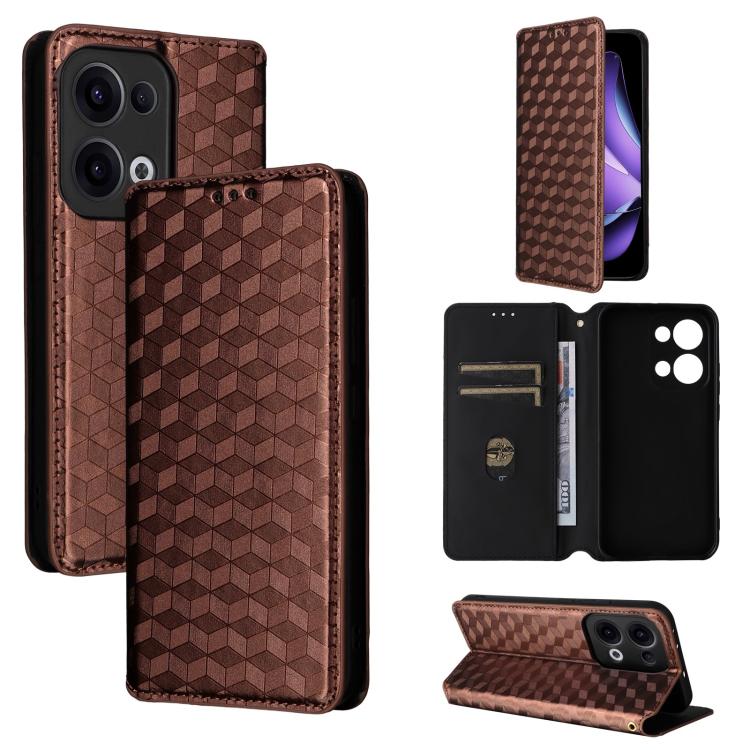 Cubic Grid Texture Flip Leather Phone Case, For OPPO A5x 5G / 4G Global, For OPPO A5 5G / 4G Global / A5M, For OPPO Reno14 Pro Global, For OPPO Reno14 Global, For OPPO K13 5G / K13X 5G / K12S 5G, For OPPO Find X8s+ 5G, For OPPO Find X8s 5G             ...
