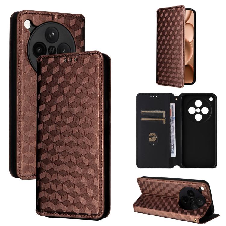 Cubic Grid Texture Flip Leather Phone Case, For OPPO A5x 5G / 4G Global, For OPPO A5 5G / 4G Global / A5M, For OPPO Reno14 Pro Global, For OPPO Reno14 Global, For OPPO K13 5G / K13X 5G / K12S 5G, For OPPO Find X8s+ 5G, For OPPO Find X8s 5G             ...