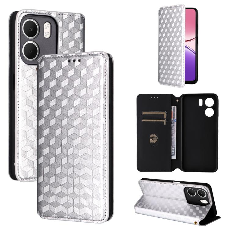 Cubic Grid Texture Flip Leather Phone Case, For OPPO A5x 5G / 4G Global, For OPPO A5 5G / 4G Global / A5M, For OPPO Reno14 Pro Global, For OPPO Reno14 Global, For OPPO K13 5G / K13X 5G / K12S 5G, For OPPO Find X8s+ 5G, For OPPO Find X8s 5G             ...