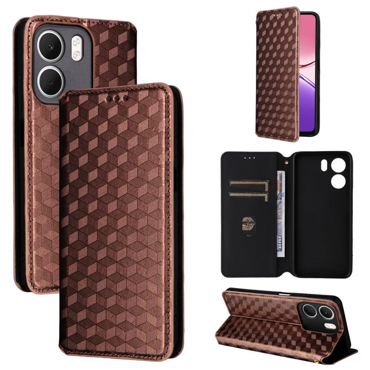 Cubic Grid Texture Flip Leather Phone Case, For OPPO A5x 5G / 4G Global, For OPPO A5 5G / 4G Global / A5M, For OPPO Reno14 Pro Global, For OPPO Reno14 Global, For OPPO K13 5G / K13X 5G / K12S 5G, For OPPO Find X8s+ 5G, For OPPO Find X8s 5G             ...