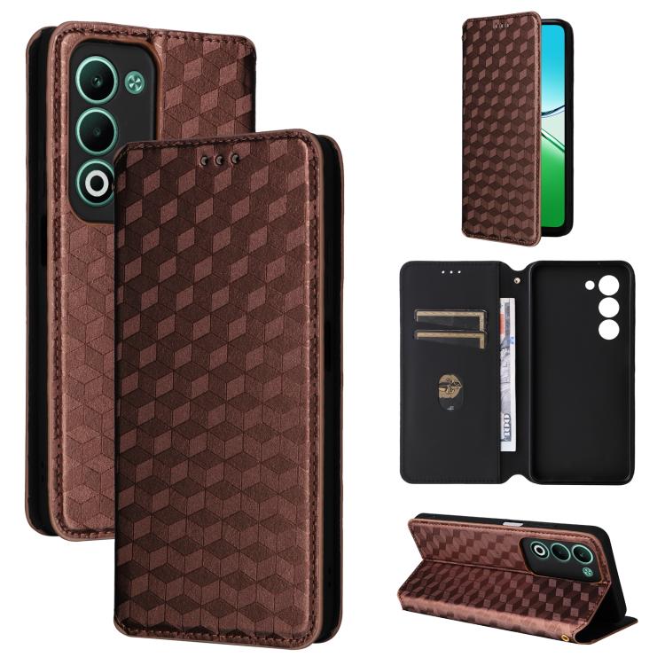 Cubic Grid Texture Flip Leather Phone Case, For OPPO A5x 5G / 4G Global, For OPPO A5 5G / 4G Global / A5M, For OPPO Reno14 Pro Global, For OPPO Reno14 Global, For OPPO K13 5G / K13X 5G / K12S 5G, For OPPO Find X8s+ 5G, For OPPO Find X8s 5G             ...