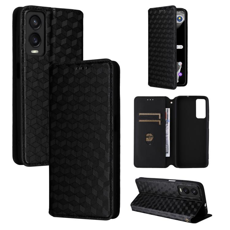 Cubic Grid Texture Flip Leather Phone Case, For Cricket Vision Plus, For Cricket Vision 3, For Cricket Icon Plus 2026 / Icon 7 5G, For Cricket Icon Pro 2026 / Motivate Pro 2 5G, For Cricket Magic 2 5G, For Cricket Debut S3, For Cricket Icon 6          ...