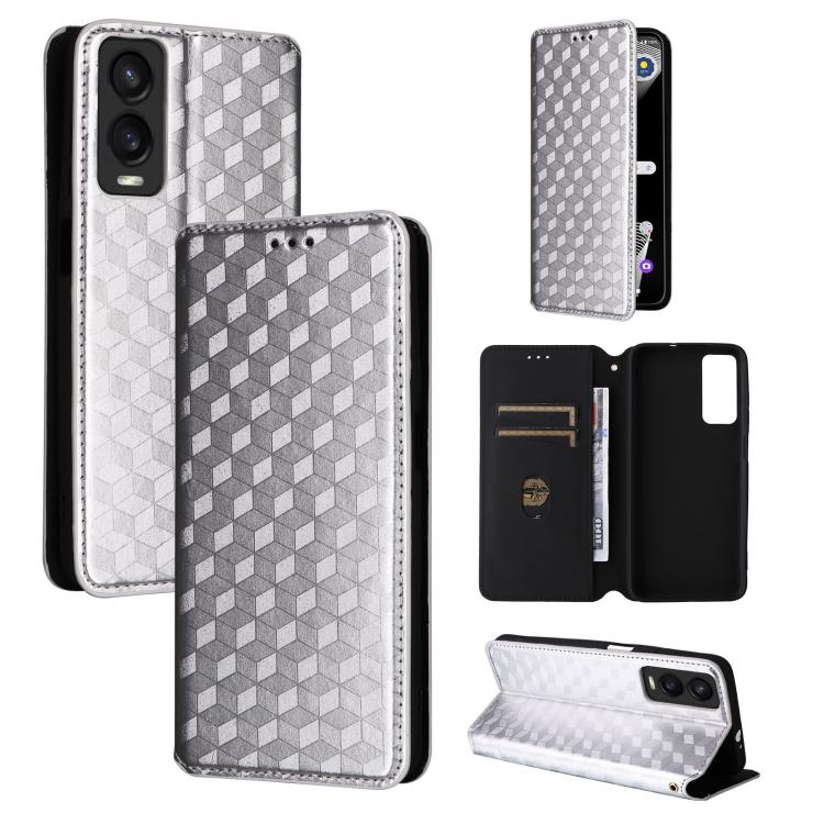 Cubic Grid Texture Flip Leather Phone Case, For Cricket Vision Plus, For Cricket Vision 3, For Cricket Icon Plus 2026 / Icon 7 5G, For Cricket Icon Pro 2026 / Motivate Pro 2 5G, For Cricket Magic 2 5G, For Cricket Debut S3, For Cricket Icon 6          ...