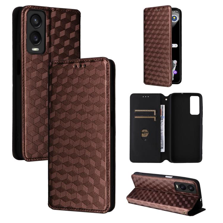 Cubic Grid Texture Flip Leather Phone Case, For Cricket Vision Plus, For Cricket Vision 3, For Cricket Icon Plus 2026 / Icon 7 5G, For Cricket Icon Pro 2026 / Motivate Pro 2 5G, For Cricket Magic 2 5G, For Cricket Debut S3, For Cricket Icon 6          ...