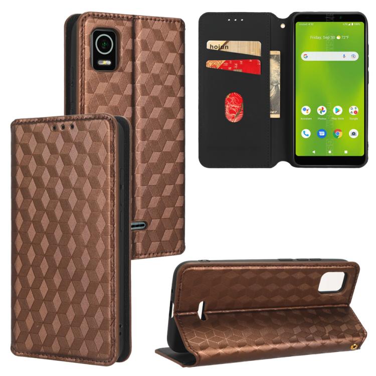 Cubic Grid Texture Flip Leather Phone Case, For Cricket Vision Plus, For Cricket Vision 3, For Cricket Icon Plus 2026 / Icon 7 5G, For Cricket Icon Pro 2026 / Motivate Pro 2 5G, For Cricket Magic 2 5G, For Cricket Debut S3, For Cricket Icon 6          ...