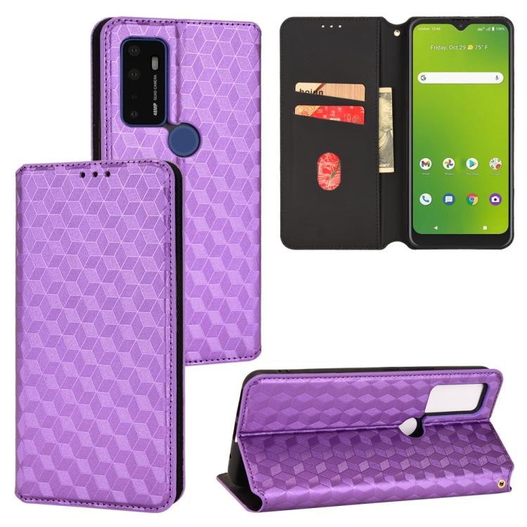 Cubic Grid Texture Flip Leather Phone Case, For Cricket Vision Plus, For Cricket Vision 3, For Cricket Icon Plus 2026 / Icon 7 5G, For Cricket Icon Pro 2026 / Motivate Pro 2 5G, For Cricket Magic 2 5G, For Cricket Debut S3, For Cricket Icon 6          ...