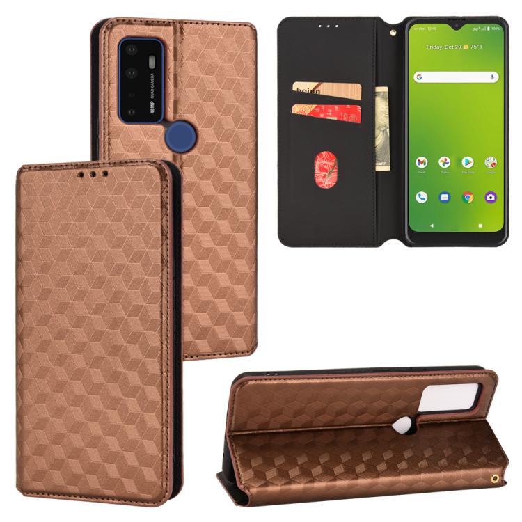 Cubic Grid Texture Flip Leather Phone Case, For Cricket Vision Plus, For Cricket Vision 3, For Cricket Icon Plus 2026 / Icon 7 5G, For Cricket Icon Pro 2026 / Motivate Pro 2 5G, For Cricket Magic 2 5G, For Cricket Debut S3, For Cricket Icon 6          ...