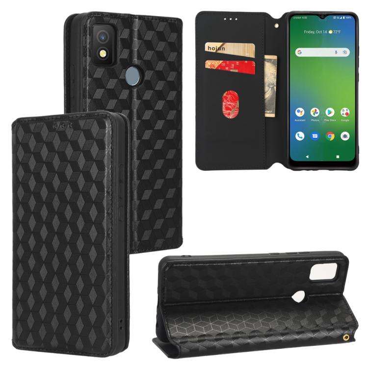 Cubic Grid Texture Flip Leather Phone Case, For Cricket Vision Plus, For Cricket Vision 3, For Cricket Icon Plus 2026 / Icon 7 5G, For Cricket Icon Pro 2026 / Motivate Pro 2 5G, For Cricket Magic 2 5G, For Cricket Debut S3, For Cricket Icon 6          ...