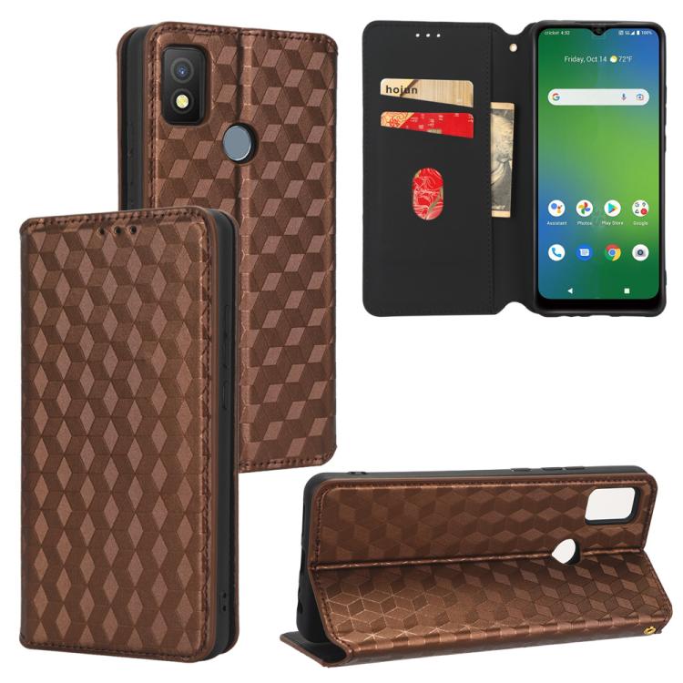 Cubic Grid Texture Flip Leather Phone Case, For Cricket Vision Plus, For Cricket Vision 3, For Cricket Icon Plus 2026 / Icon 7 5G, For Cricket Icon Pro 2026 / Motivate Pro 2 5G, For Cricket Magic 2 5G, For Cricket Debut S3, For Cricket Icon 6          ...