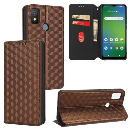 Cubic Grid Texture Flip Leather Phone Case, For Cricket Vision Plus, For Cricket Vision 3, For Cricket Icon Plus 2026 / Icon 7 5G, For Cricket Icon Pro 2026 / Motivate Pro 2 5G, For Cricket Magic 2 5G, For Cricket Debut S3, For Cricket Icon 6          ...