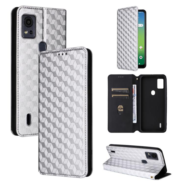 Cubic Grid Texture Flip Leather Phone Case, For Cricket Vision Plus, For Cricket Vision 3, For Cricket Icon Plus 2026 / Icon 7 5G, For Cricket Icon Pro 2026 / Motivate Pro 2 5G, For Cricket Magic 2 5G, For Cricket Debut S3, For Cricket Icon 6          ...