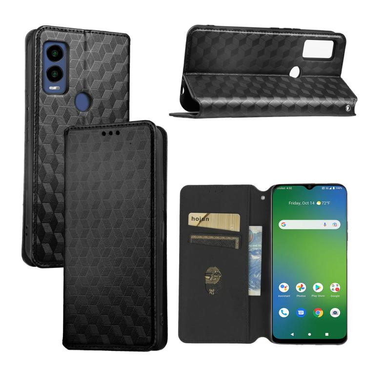 Cubic Grid Texture Flip Leather Phone Case, For Cricket Vision Plus, For Cricket Vision 3, For Cricket Icon Plus 2026 / Icon 7 5G, For Cricket Icon Pro 2026 / Motivate Pro 2 5G, For Cricket Magic 2 5G, For Cricket Debut S3, For Cricket Icon 6          ...