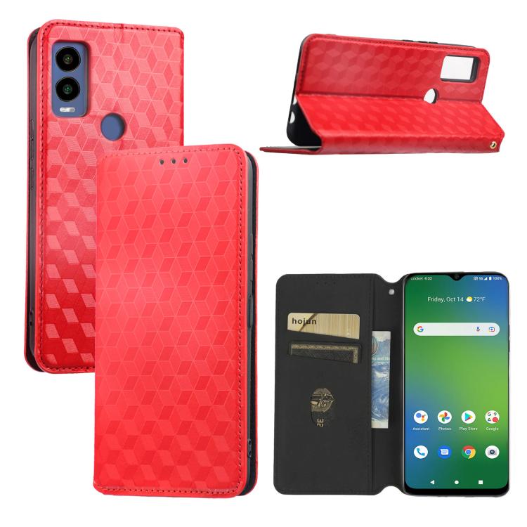 Cubic Grid Texture Flip Leather Phone Case, For Cricket Vision Plus, For Cricket Vision 3, For Cricket Icon Plus 2026 / Icon 7 5G, For Cricket Icon Pro 2026 / Motivate Pro 2 5G, For Cricket Magic 2 5G, For Cricket Debut S3, For Cricket Icon 6          ...