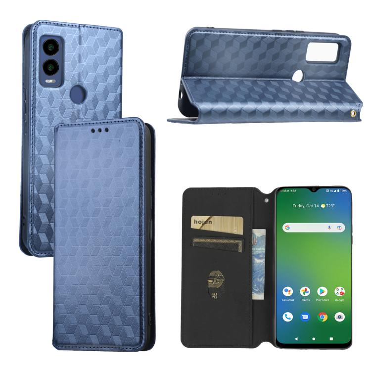 Cubic Grid Texture Flip Leather Phone Case, For Cricket Vision Plus, For Cricket Vision 3, For Cricket Icon Plus 2026 / Icon 7 5G, For Cricket Icon Pro 2026 / Motivate Pro 2 5G, For Cricket Magic 2 5G, For Cricket Debut S3, For Cricket Icon 6          ...