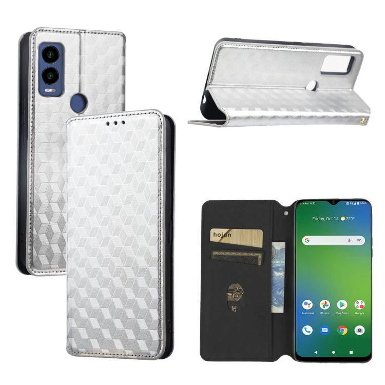 Cubic Grid Texture Flip Leather Phone Case, For Cricket Vision Plus, For Cricket Vision 3, For Cricket Icon Plus 2026 / Icon 7 5G, For Cricket Icon Pro 2026 / Motivate Pro 2 5G, For Cricket Magic 2 5G, For Cricket Debut S3, For Cricket Icon 6          ...