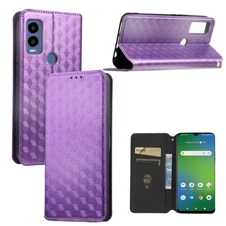 Cubic Grid Texture Flip Leather Phone Case, For Cricket Vision Plus, For Cricket Vision 3, For Cricket Icon Plus 2026 / Icon 7 5G, For Cricket Icon Pro 2026 / Motivate Pro 2 5G, For Cricket Magic 2 5G, For Cricket Debut S3, For Cricket Icon 6          ...