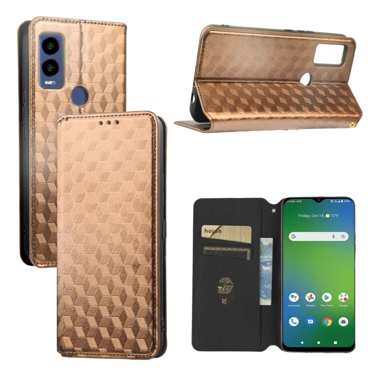 Cubic Grid Texture Flip Leather Phone Case, For Cricket Vision Plus, For Cricket Vision 3, For Cricket Icon Plus 2026 / Icon 7 5G, For Cricket Icon Pro 2026 / Motivate Pro 2 5G, For Cricket Magic 2 5G, For Cricket Debut S3, For Cricket Icon 6          ...