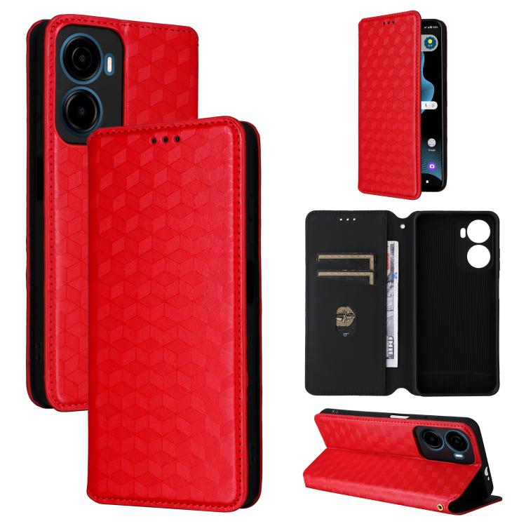 Cubic Grid Texture Flip Leather Phone Case, For Cricket Vision Plus, For Cricket Vision 3, For Cricket Icon Plus 2026 / Icon 7 5G, For Cricket Icon Pro 2026 / Motivate Pro 2 5G, For Cricket Magic 2 5G, For Cricket Debut S3, For Cricket Icon 6          ...