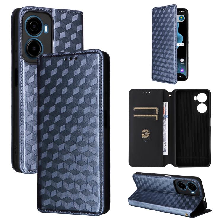 Cubic Grid Texture Flip Leather Phone Case, For Cricket Vision Plus, For Cricket Vision 3, For Cricket Icon Plus 2026 / Icon 7 5G, For Cricket Icon Pro 2026 / Motivate Pro 2 5G, For Cricket Magic 2 5G, For Cricket Debut S3, For Cricket Icon 6          ...