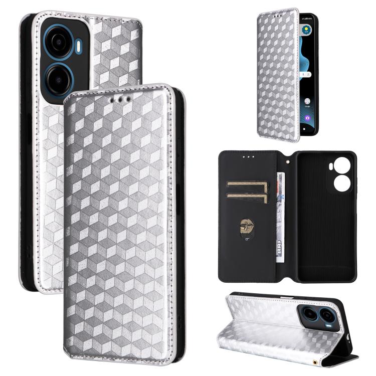 Cubic Grid Texture Flip Leather Phone Case, For Cricket Vision Plus, For Cricket Vision 3, For Cricket Icon Plus 2026 / Icon 7 5G, For Cricket Icon Pro 2026 / Motivate Pro 2 5G, For Cricket Magic 2 5G, For Cricket Debut S3, For Cricket Icon 6          ...