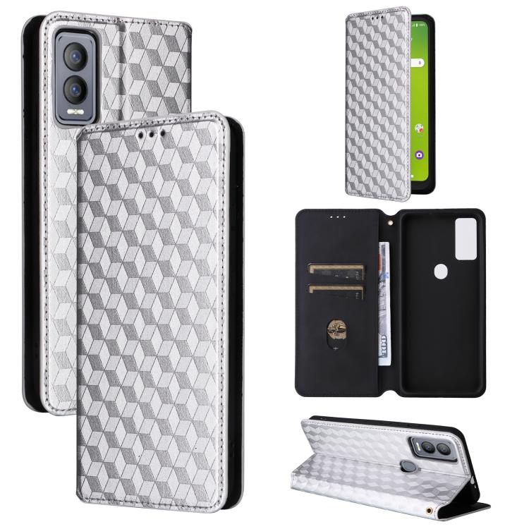 Cubic Grid Texture Flip Leather Phone Case, For Cricket Vision Plus, For Cricket Vision 3, For Cricket Icon Plus 2026 / Icon 7 5G, For Cricket Icon Pro 2026 / Motivate Pro 2 5G, For Cricket Magic 2 5G, For Cricket Debut S3, For Cricket Icon 6          ...
