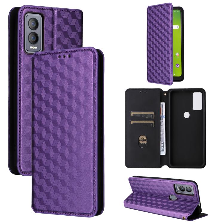 Cubic Grid Texture Flip Leather Phone Case, For Cricket Vision Plus, For Cricket Vision 3, For Cricket Icon Plus 2026 / Icon 7 5G, For Cricket Icon Pro 2026 / Motivate Pro 2 5G, For Cricket Magic 2 5G, For Cricket Debut S3, For Cricket Icon 6          ...