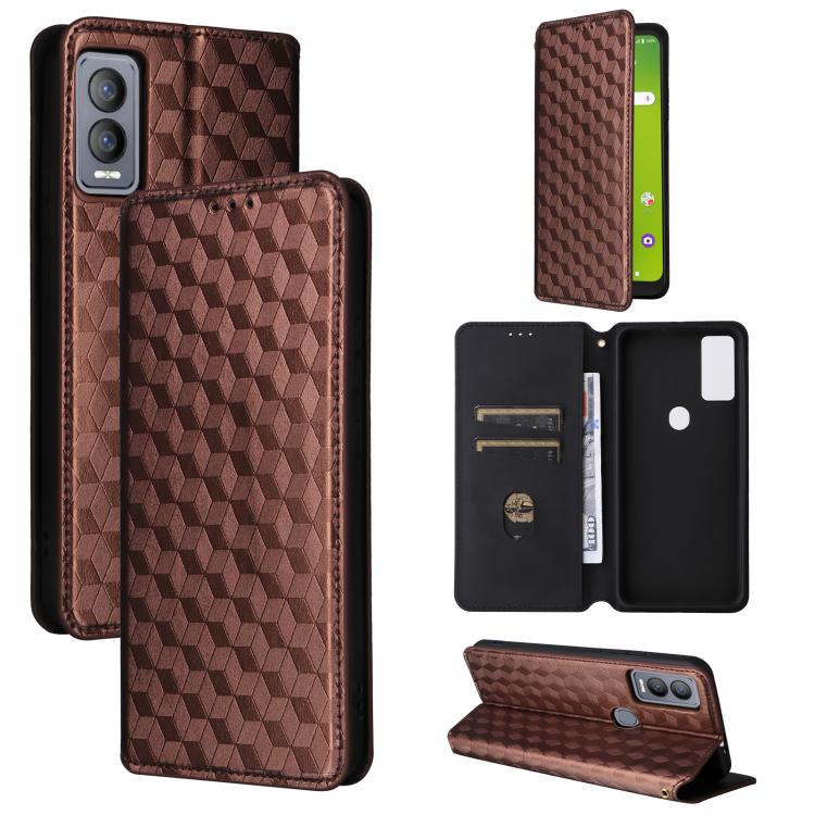 Cubic Grid Texture Flip Leather Phone Case, For Cricket Vision Plus, For Cricket Vision 3, For Cricket Icon Plus 2026 / Icon 7 5G, For Cricket Icon Pro 2026 / Motivate Pro 2 5G, For Cricket Magic 2 5G, For Cricket Debut S3, For Cricket Icon 6          ...