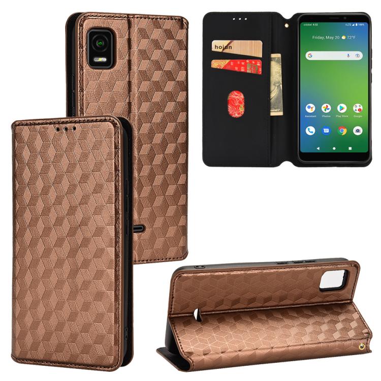 Cubic Grid Texture Flip Leather Phone Case, For Cricket Vision Plus, For Cricket Vision 3, For Cricket Icon Plus 2026 / Icon 7 5G, For Cricket Icon Pro 2026 / Motivate Pro 2 5G, For Cricket Magic 2 5G, For Cricket Debut S3, For Cricket Icon 6          ...