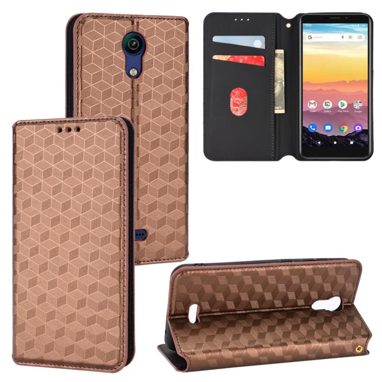 Cubic Grid Texture Flip Leather Phone Case, For Cricket Vision Plus, For Cricket Vision 3, For Cricket Icon Plus 2026 / Icon 7 5G, For Cricket Icon Pro 2026 / Motivate Pro 2 5G, For Cricket Magic 2 5G, For Cricket Debut S3, For Cricket Icon 6          ...