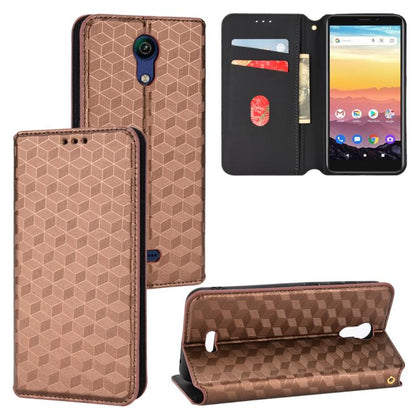Cubic Grid Texture Flip Leather Phone Case, For Cricket Vision Plus, For Cricket Vision 3, For Cricket Icon Plus 2026 / Icon 7 5G, For Cricket Icon Pro 2026 / Motivate Pro 2 5G, For Cricket Magic 2 5G, For Cricket Debut S3, For Cricket Icon 6          ...