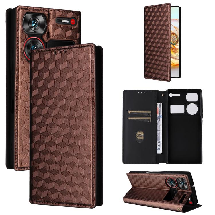 Cubic Grid Texture Flip Leather Phone Case, For ZTE nubia Focus Pro 5G, For ZTE nubia Neo 2 5G, For ZTE nubia Music / Z2353, For ZTE Blade A34, For ZTE Libero 5G IV / nubia LVY, For ZTE nubia Z60 Ultra 5G, For ZTE Blade A54                             ...