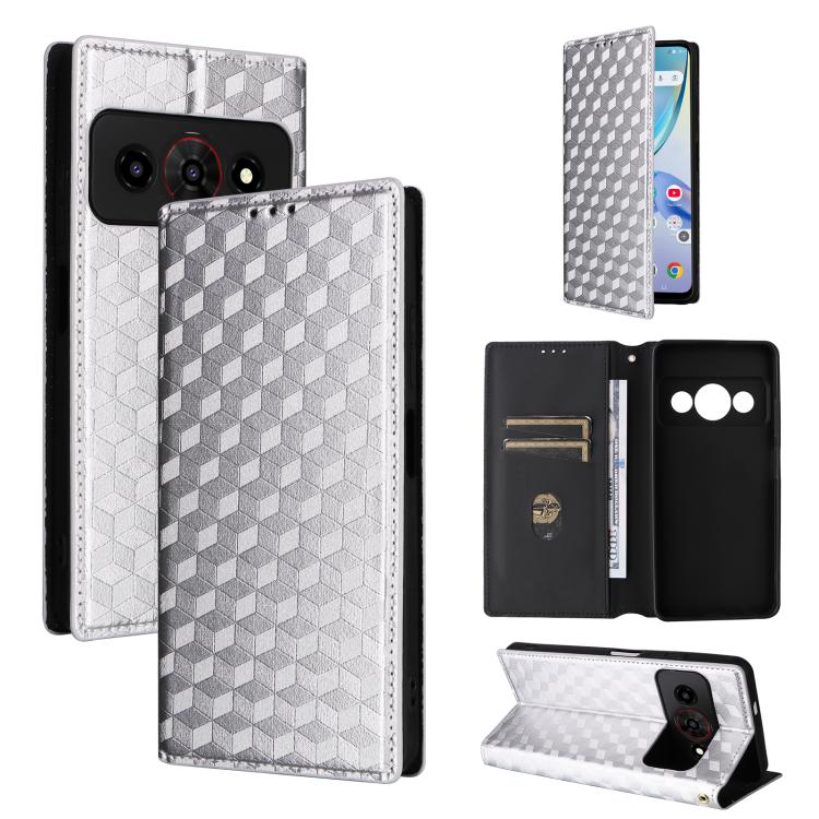 Cubic Grid Texture Flip Leather Phone Case, For ZTE nubia A57 4G, For ZTE nubia Air Pro 5G, For ZTE Kantan Sumaho5 A601ZT, For ZTE nubia Neo 5 Pro 5G, For ZTE nubia Neo 5 5G, For ZTE nubia P9 Pro 5G / Optus X Pro 2 5G, For ZTE nubia Neo 5 GT 5G        ...