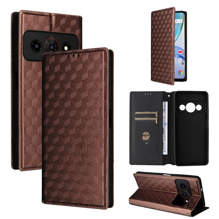 Cubic Grid Texture Flip Leather Phone Case, For ZTE nubia A57 4G, For ZTE nubia Air Pro 5G, For ZTE Kantan Sumaho5 A601ZT, For ZTE nubia Neo 5 Pro 5G, For ZTE nubia Neo 5 5G, For ZTE nubia P9 Pro 5G / Optus X Pro 2 5G, For ZTE nubia Neo 5 GT 5G        ...