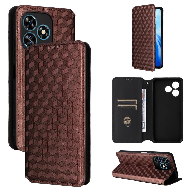 Cubic Grid Texture Flip Leather Phone Case, For Oukitel C66, For Oukitel C17 4G 2026, For Oukitel C5 4G 2025, For Oukitel C3 4G 2025, For Oukitel C62 / C62 Pro, For Oukitel C59 / C59 Pro, For Oukitel C61 / C61 Pro, For Oukitel P1                       ...