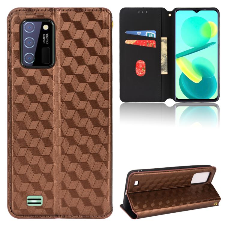 Cubic Grid Texture Flip Leather Phone Case, For Oukitel C35 / C36, For Oukitel C33, For Oukitel C32, For Oukitel C25, For Oukitel C21 Pro, For Oukitel C23 Pro, For Oukitel C21