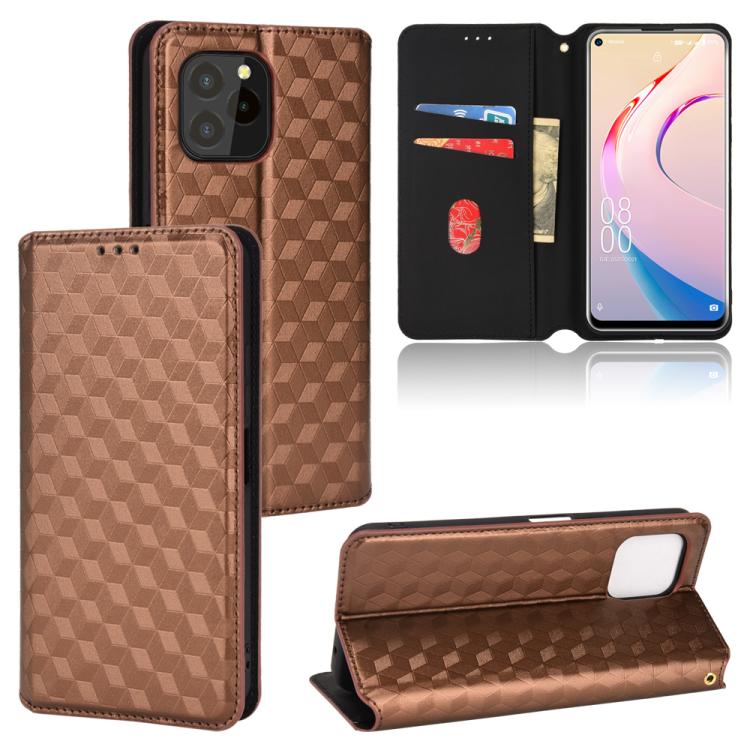 Cubic Grid Texture Flip Leather Phone Case, For Oukitel C35 / C36, For Oukitel C33, For Oukitel C32, For Oukitel C25, For Oukitel C21 Pro, For Oukitel C23 Pro, For Oukitel C21