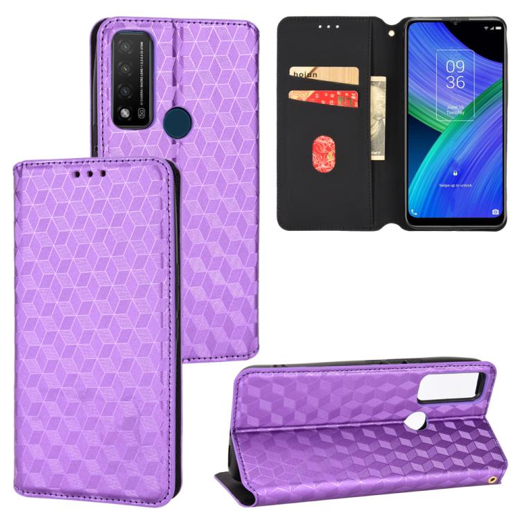 Cubic Grid Texture Flip Leather Phone Case, For TCL 30E / 30 SE / 305 / 306, For TCL Stylus 5G, For TCL 303, For TCL 20 R 5G / 20 AX 5G / Bremen 5G, For TCL 30 4G / 5G / TCL 30+ 5G, For TCL 30 XE 5G / TCL 30 V 5G, For TCL 20E / TCL 20Y, For TCL 20B 615...