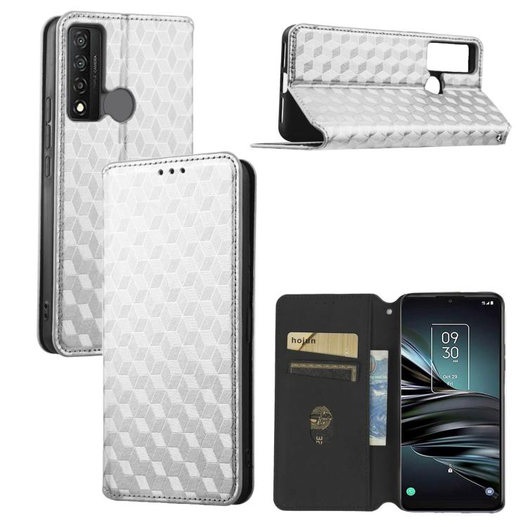 Cubic Grid Texture Flip Leather Phone Case, For TCL 30E / 30 SE / 305 / 306, For TCL Stylus 5G, For TCL 303, For TCL 20 R 5G / 20 AX 5G / Bremen 5G, For TCL 30 4G / 5G / TCL 30+ 5G, For TCL 30 XE 5G / TCL 30 V 5G, For TCL 20E / TCL 20Y, For TCL 20B 615...