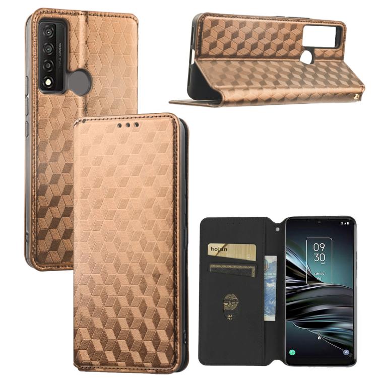 Cubic Grid Texture Flip Leather Phone Case, For TCL 30E / 30 SE / 305 / 306, For TCL Stylus 5G, For TCL 303, For TCL 20 R 5G / 20 AX 5G / Bremen 5G, For TCL 30 4G / 5G / TCL 30+ 5G, For TCL 30 XE 5G / TCL 30 V 5G, For TCL 20E / TCL 20Y, For TCL 20B 615...