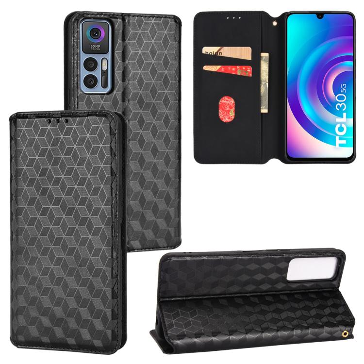 Cubic Grid Texture Flip Leather Phone Case, For TCL 30E / 30 SE / 305 / 306, For TCL Stylus 5G, For TCL 303, For TCL 20 R 5G / 20 AX 5G / Bremen 5G, For TCL 30 4G / 5G / TCL 30+ 5G, For TCL 30 XE 5G / TCL 30 V 5G, For TCL 20E / TCL 20Y, For TCL 20B 615...