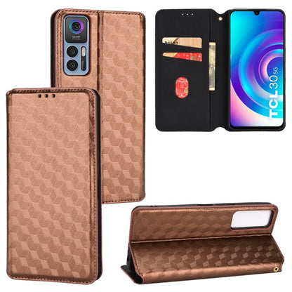 Cubic Grid Texture Flip Leather Phone Case, For TCL 30E / 30 SE / 305 / 306, For TCL Stylus 5G, For TCL 303, For TCL 20 R 5G / 20 AX 5G / Bremen 5G, For TCL 30 4G / 5G / TCL 30+ 5G, For TCL 30 XE 5G / TCL 30 V 5G, For TCL 20E / TCL 20Y, For TCL 20B 615...