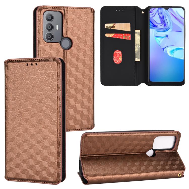 Cubic Grid Texture Flip Leather Phone Case, For TCL 30E / 30 SE / 305 / 306, For TCL Stylus 5G, For TCL 303, For TCL 20 R 5G / 20 AX 5G / Bremen 5G, For TCL 30 4G / 5G / TCL 30+ 5G, For TCL 30 XE 5G / TCL 30 V 5G, For TCL 20E / TCL 20Y, For TCL 20B 615...