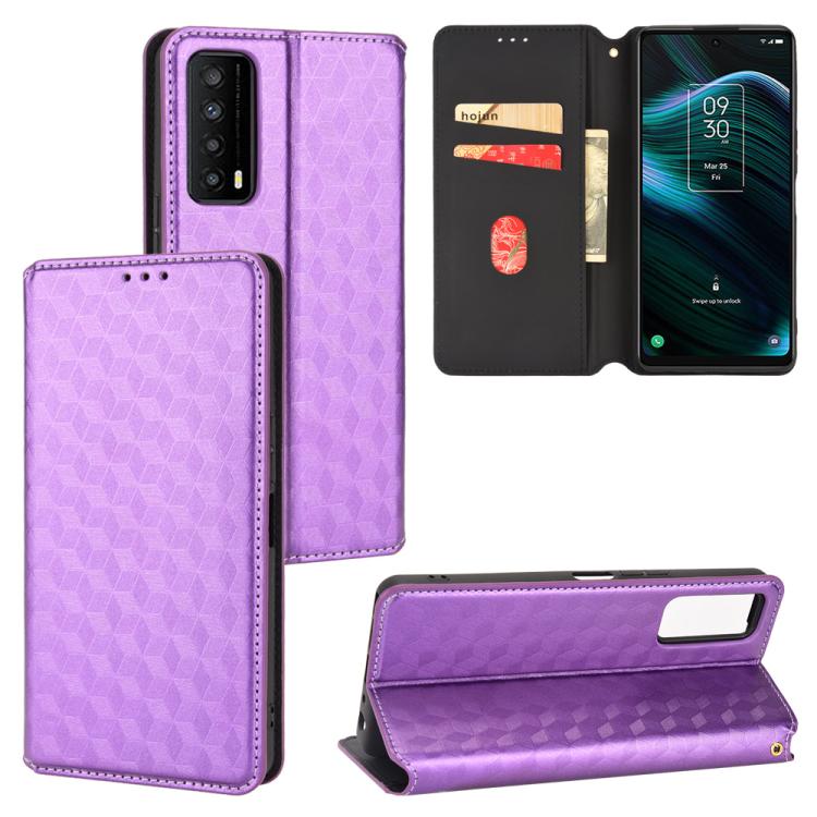 Cubic Grid Texture Flip Leather Phone Case, For TCL 30E / 30 SE / 305 / 306, For TCL Stylus 5G, For TCL 303, For TCL 20 R 5G / 20 AX 5G / Bremen 5G, For TCL 30 4G / 5G / TCL 30+ 5G, For TCL 30 XE 5G / TCL 30 V 5G, For TCL 20E / TCL 20Y, For TCL 20B 615...
