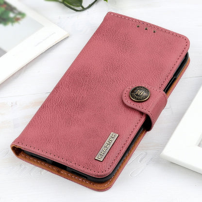 KHAZNEH pink leather flip wallet case with snap strap and card slots