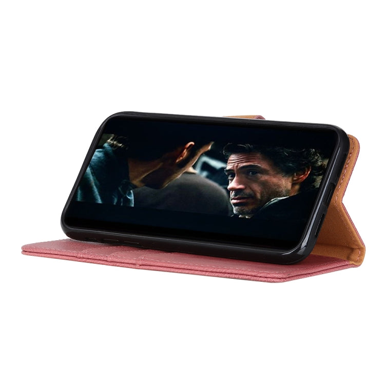 KHAZNEH pink leather flip phone case with stand viewing angle