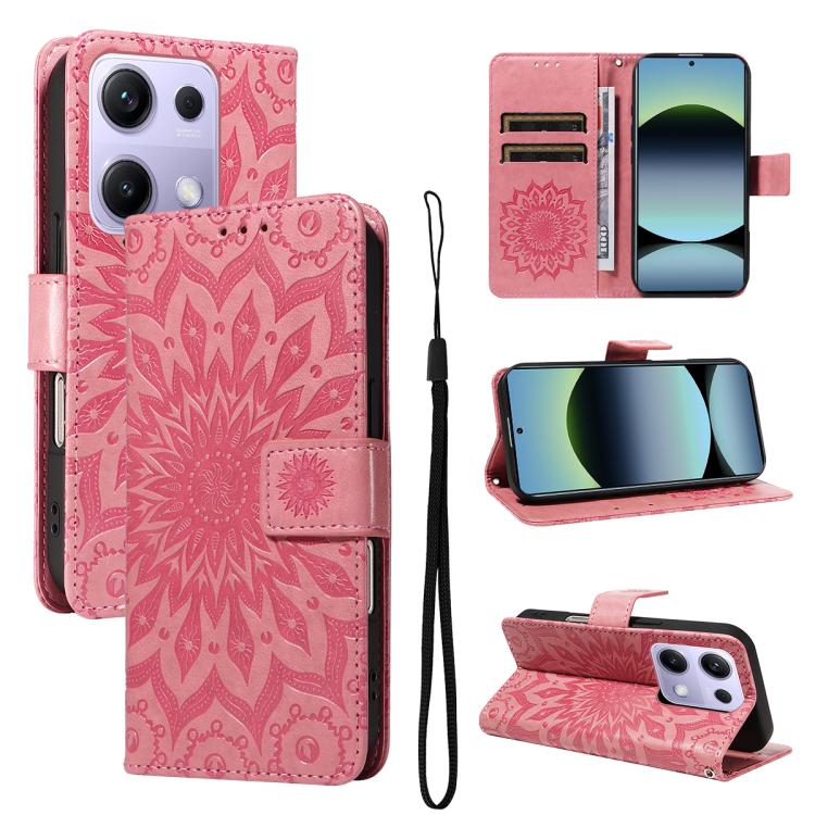 Embossed Sunflower Pattern Flip Leather Phone Case, For Redmi 17C/14C 4G/A4 5G/Poco C75 5G, For Redmi K90 Pro Max/Poco F8 Ultra, For Redmi K90 / Poco F8 Pro, For Redmi 15C 5G/4G EU 173mm/Poco C85 5G, For Redmi 15 5G Global / 15 4G SEA 169.5mm          ...