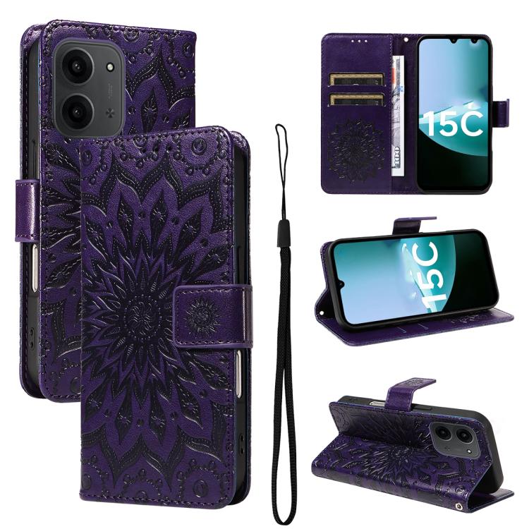 Embossed Sunflower Pattern Flip Leather Phone Case, For Redmi 17C/14C 4G/A4 5G/Poco C75 5G, For Redmi K90 Pro Max/Poco F8 Ultra, For Redmi K90 / Poco F8 Pro, For Redmi 15C 5G/4G EU 173mm/Poco C85 5G, For Redmi 15 5G Global / 15 4G SEA 169.5mm          ...
