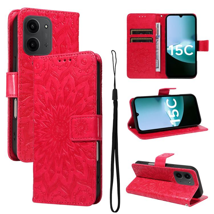 Embossed Sunflower Pattern Flip Leather Phone Case, For Redmi 17C/14C 4G/A4 5G/Poco C75 5G, For Redmi K90 Pro Max/Poco F8 Ultra, For Redmi K90 / Poco F8 Pro, For Redmi 15C 5G/4G EU 173mm/Poco C85 5G, For Redmi 15 5G Global / 15 4G SEA 169.5mm          ...