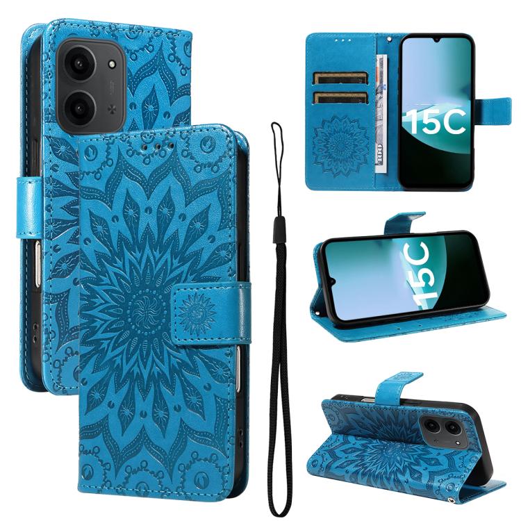 Embossed Sunflower Pattern Flip Leather Phone Case, For Redmi 17C/14C 4G/A4 5G/Poco C75 5G, For Redmi K90 Pro Max/Poco F8 Ultra, For Redmi K90 / Poco F8 Pro, For Redmi 15C 5G/4G EU 173mm/Poco C85 5G, For Redmi 15 5G Global / 15 4G SEA 169.5mm          ...